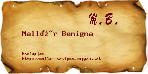 Mallár Benigna névjegykártya
